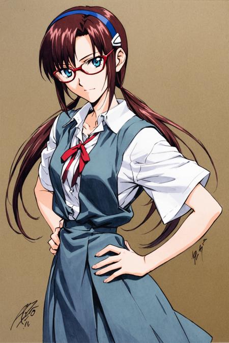 29956-2712144866-1girl,makinami mari illustrious,solo,glasses,long hair,blue eyes,twintails,hand on own hip,brown hair,hairband,red-framed eyewea.png